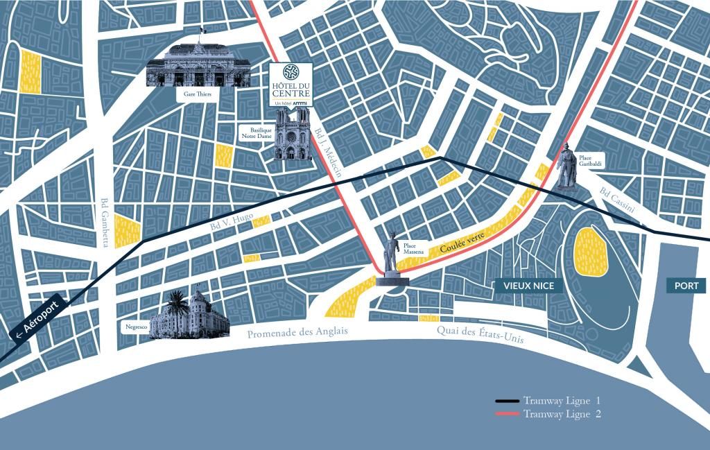 Hôtel de France Nice - map of the city center