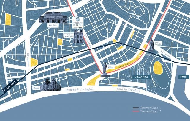 Hôtel du Centre - map of nice city center